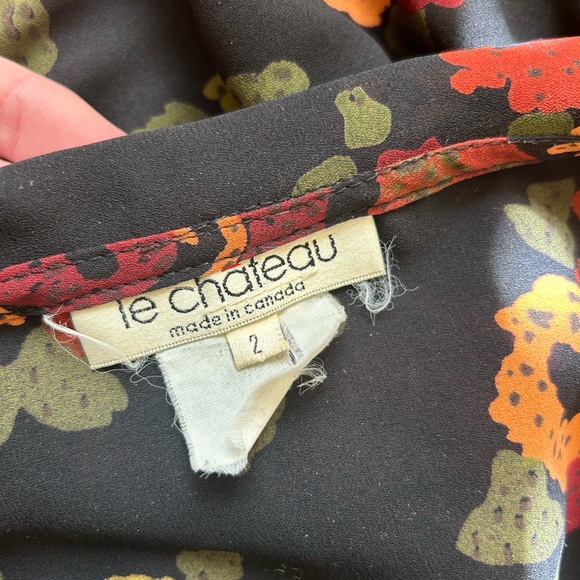 Vintage Le Château Long-Sleeved Patterned Babydoll Mini Dress - Picture 2 of 4